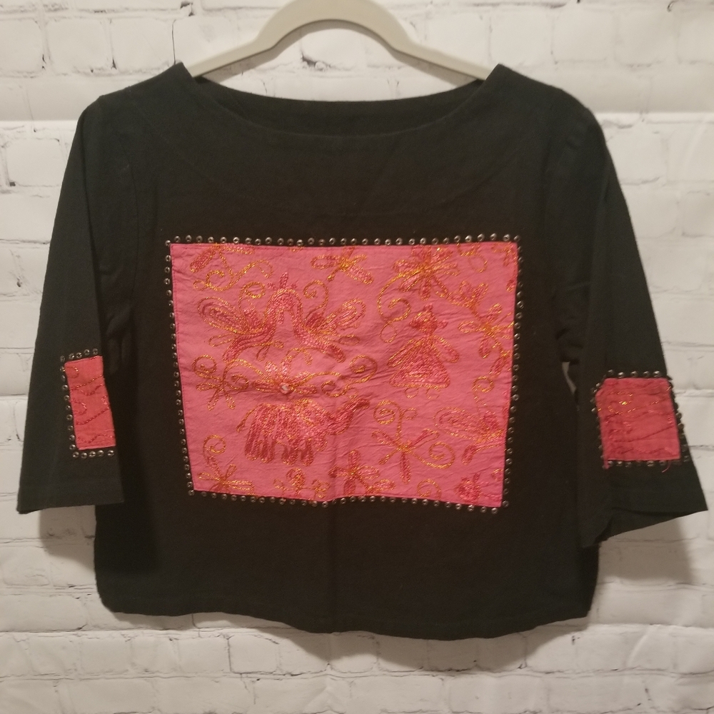 Vintage linen type crop top size 42